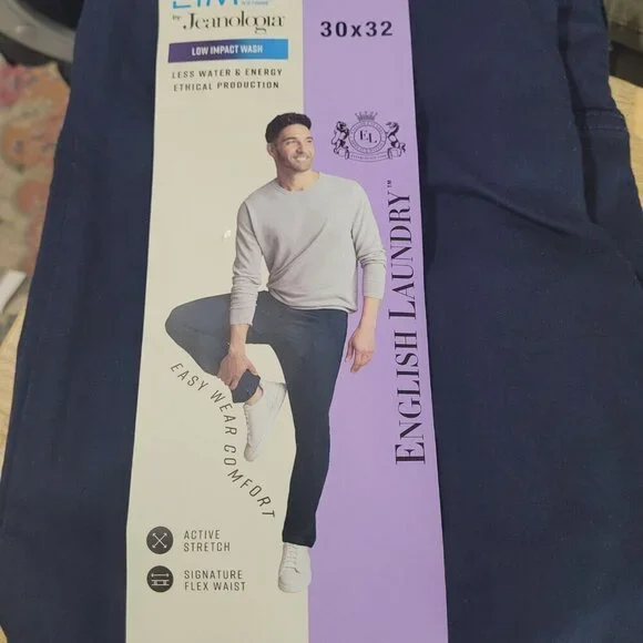 NEW English Laundry Men's 30X32 5-Pocket Navy Pants Straight Fit Stretch - Picture 3 of 8